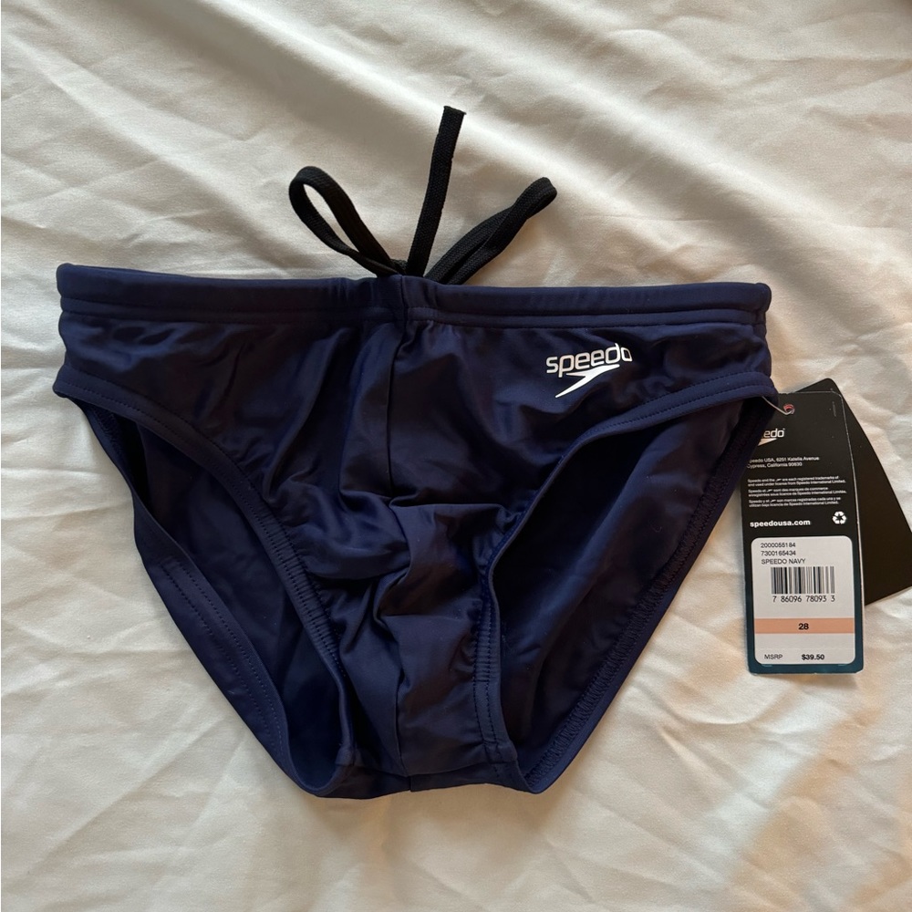 Men’s Navy Blue PowerFlex Eco Swim Brief Speedo - Size 28